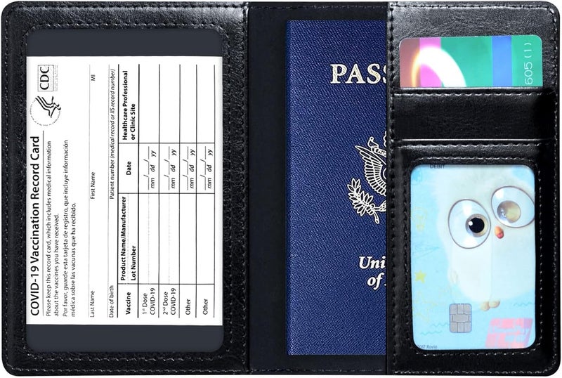 KAOBAN Passport Holder Cover Wallet Case RFID Blocking Leather Card Slot Travel Accessories Documents Organizer Protector for Women Men, Black - Image 4